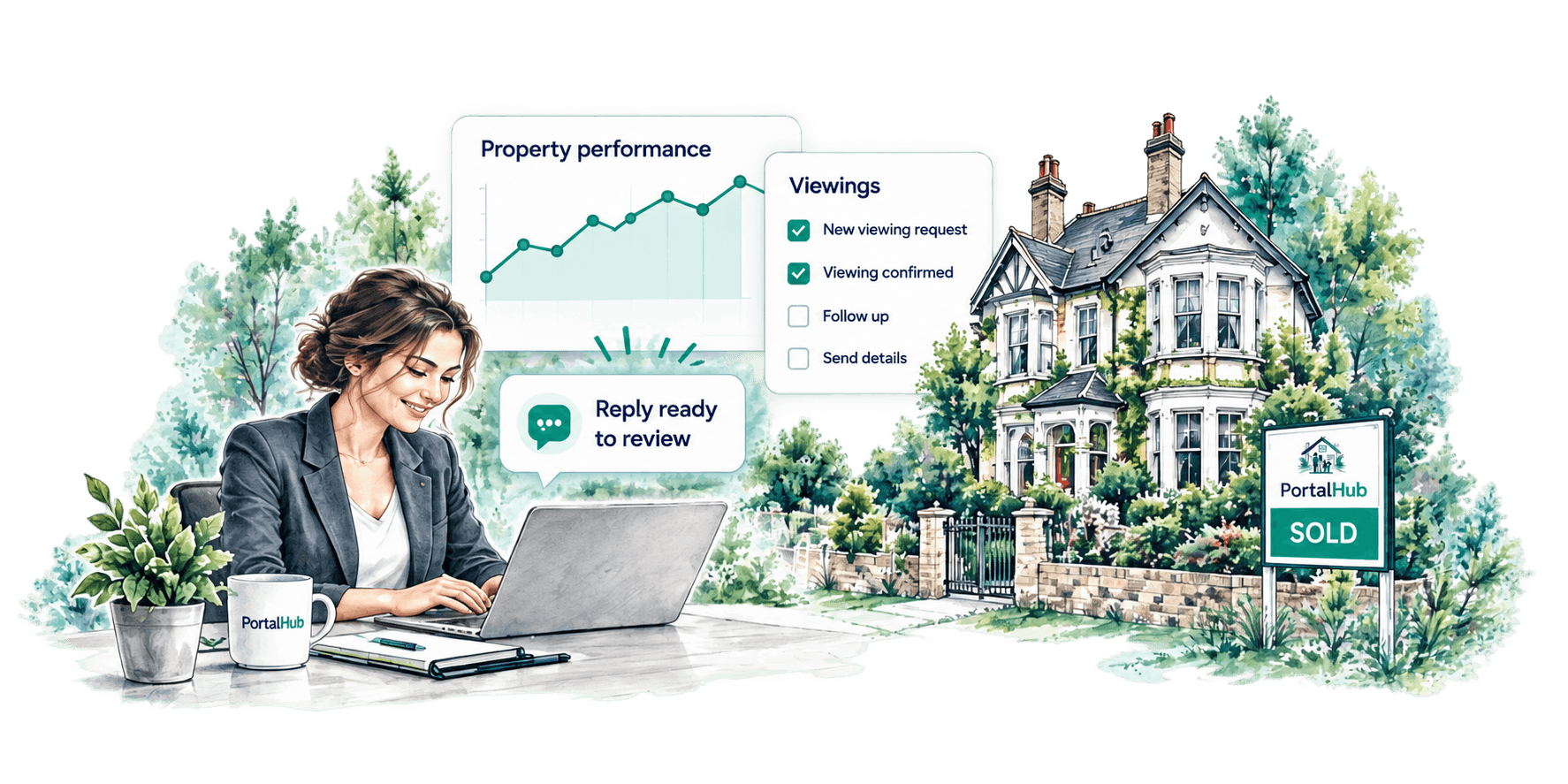 PortalHub dashboard and property viewings preview